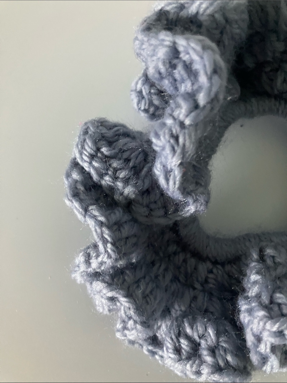 Blue Handmade Crochet Ruffle Hair Scrunchie - Picture 2 of 3